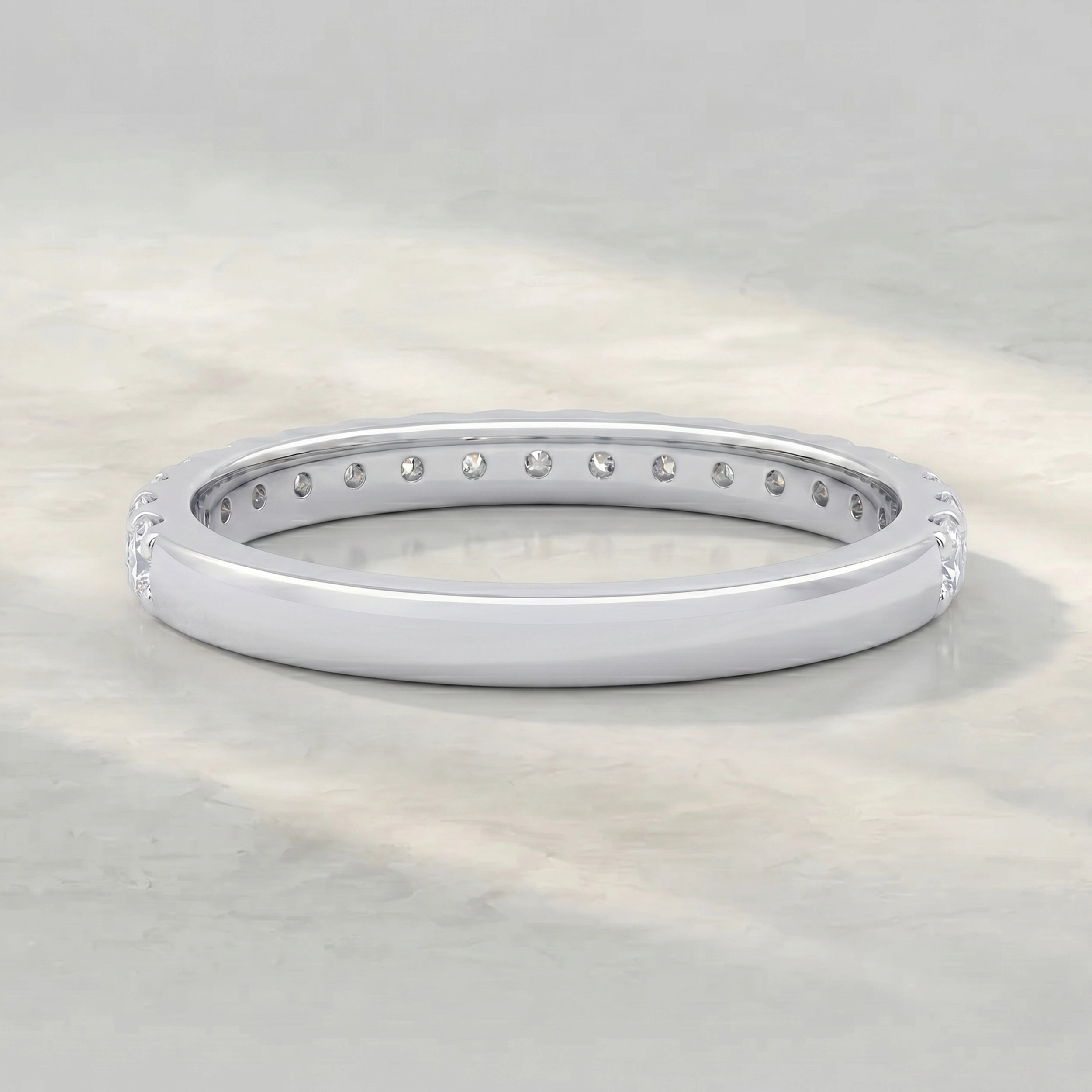 Round Cut Diamond Half Eternity Wedding Band Rings