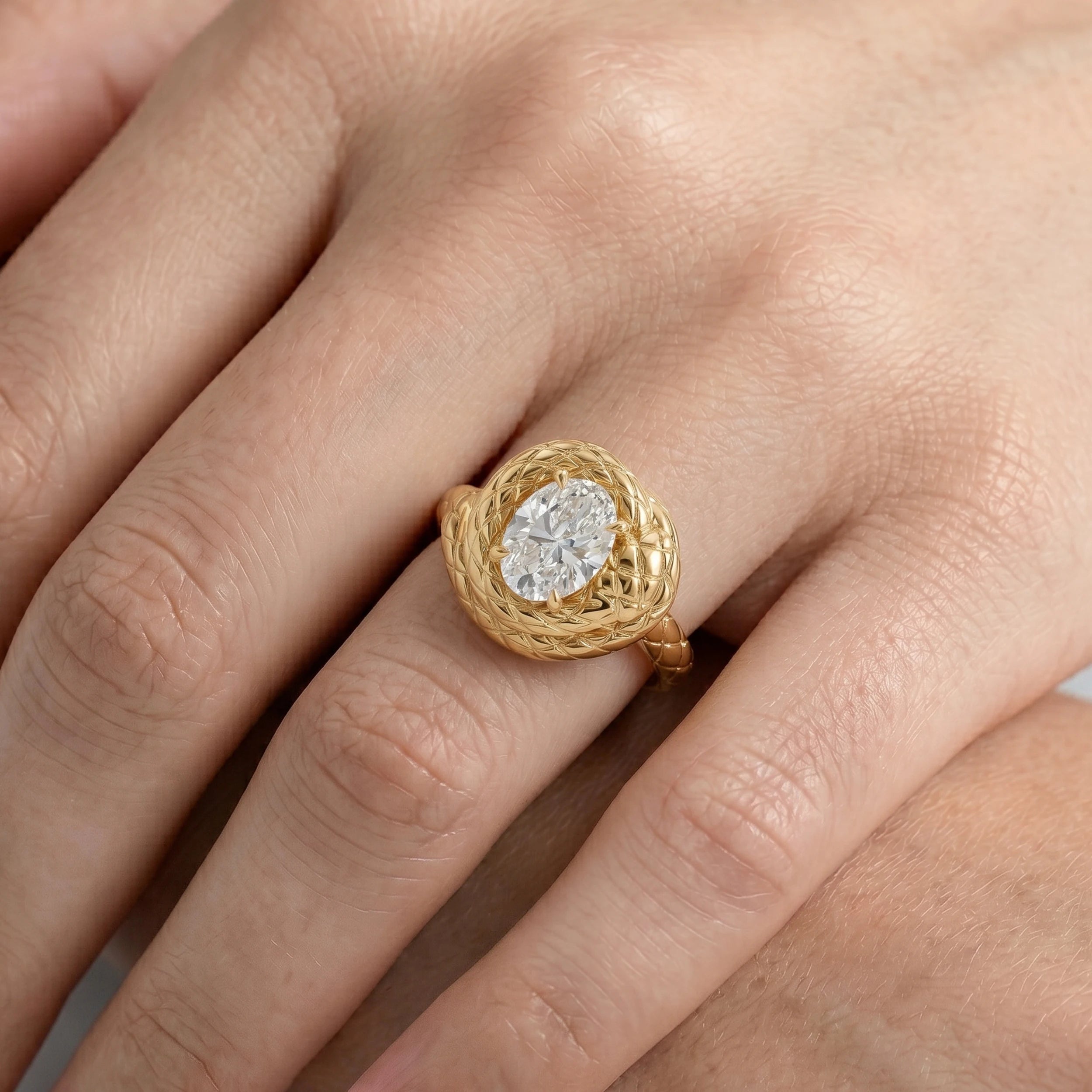 Oval cut lab Diamond snake ring Rings